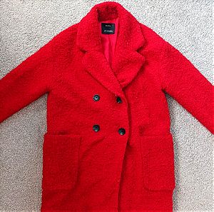 Παλτό μπουκλέ κόκκινο BERSHKA