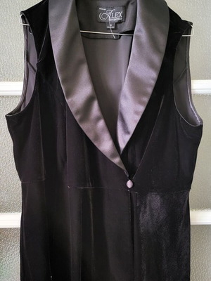 Alex vest new, classic satin with velvet, black, size XL