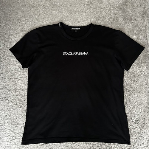 Dolce & Gabbana Black Cotton Jersey Logo Embroidered T-Shirt like new, size L