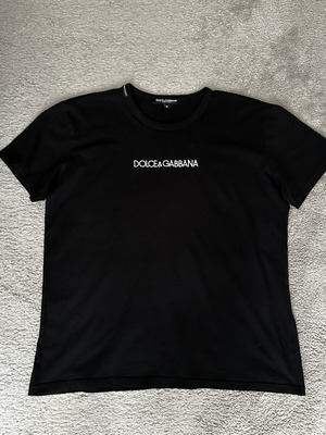 Dolce & Gabbana Black Cotton Jersey Logo Embroidered T-Shirt like new, size L