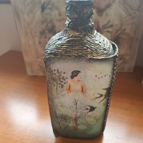 Handmade bottle with decoupage new