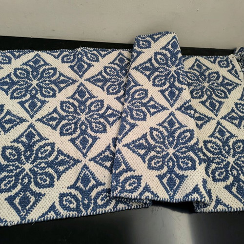 Handmade rug from India like new, blue and white