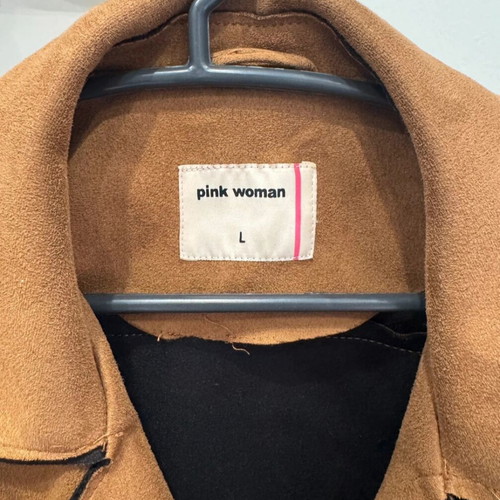 Pink Woman Biker Jacket like new, size L, brown-gold