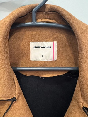 Pink Woman Biker Jacket like new, size L, brown-gold