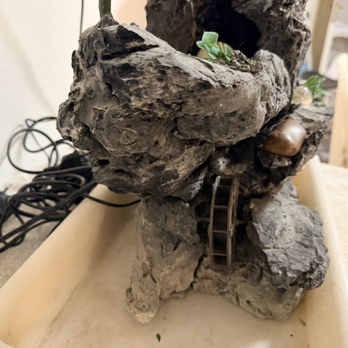 Indoor Table Fountain used, marble base with watermill and glass sphere
