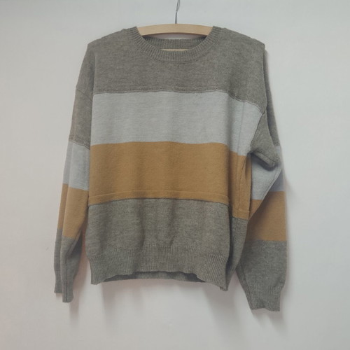 Colour Block Sweater like new, grey yellow gold stripes