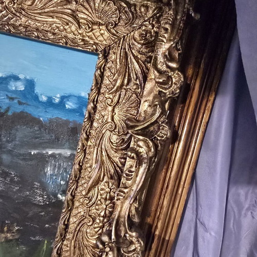 Large antique carved plaster frame, 86×146 cm