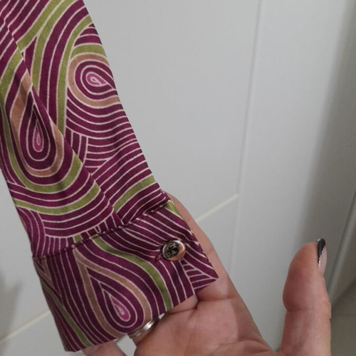 Satin shirt like new with purple, green and pink shades