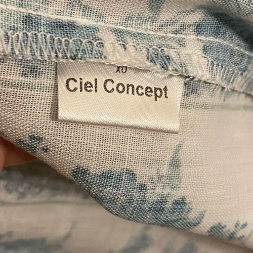 Ciel Concept Romantic Floral Shirt new, white and turquoise