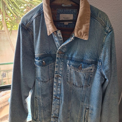 Men's denim jacket with lining Pull & Bear like new, blue