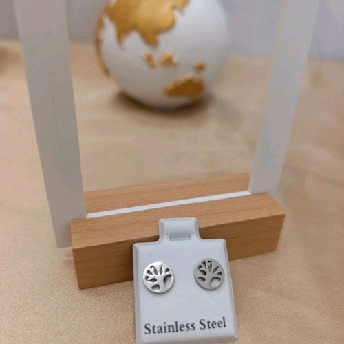 Stainless steel tree of life earrings new, silver