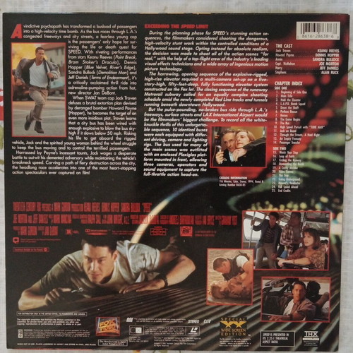 Speed 1994 LaserDisc like new, action movie
