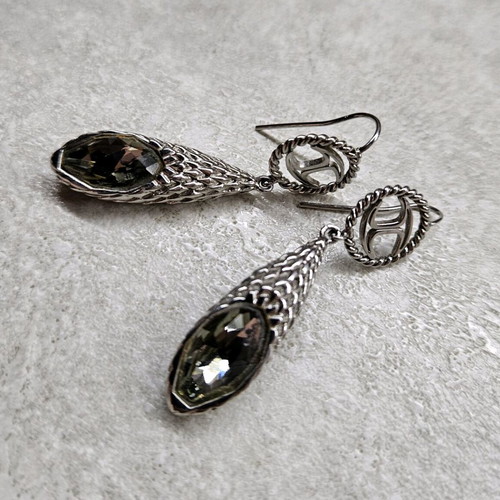 Just Cavalli hanging women's earrings with crystal like new, silver