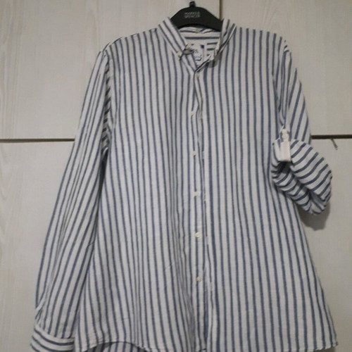 Men's striped Zara shirt size L like new, blue white