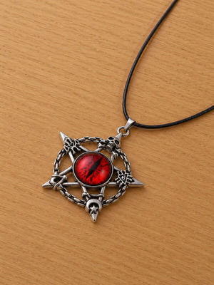 Gothic Eye Pendant Necklace new, red eye and silver symbol