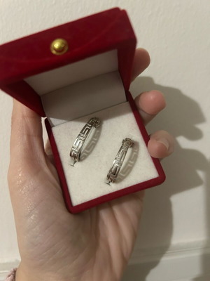 Maiandros hoop earrings new, silver