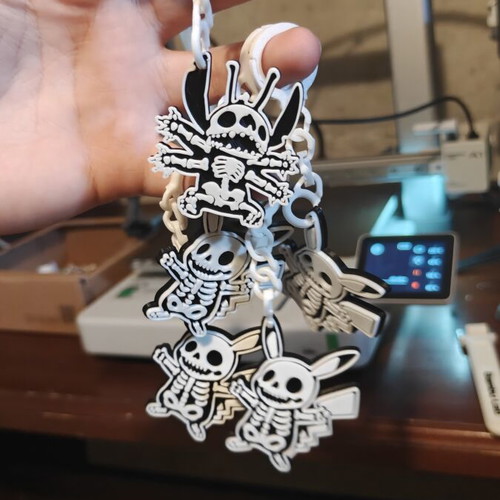 Electrocuted Stitch and Pikachu 3D Print Keychain