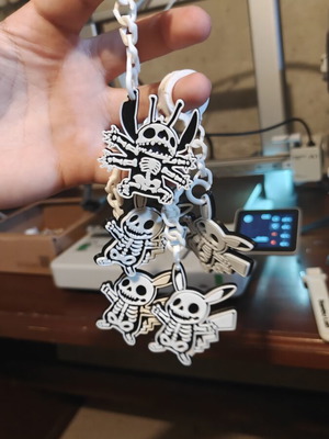 Electrocuted Stitch and Pikachu 3D Print Keychain