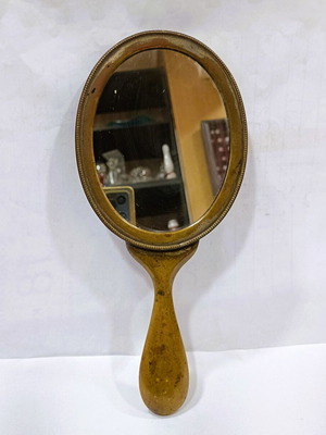 Συλλεκτικός χειροποίητος καθρέφτης χειρός από ορείχαλκο σαν καινούργιος