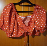 Shein polka dot skirt and crop top set, red and white
