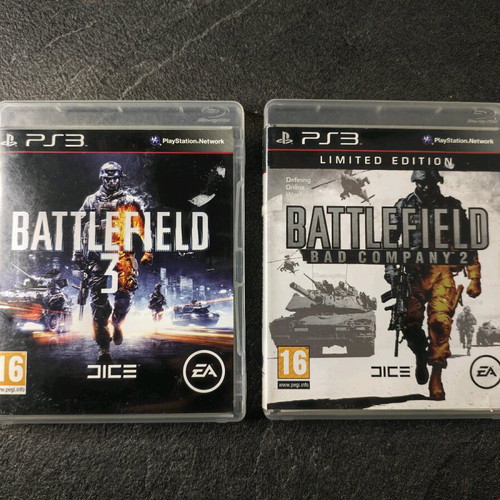 Battlefield 2 and 3 PS3 games used, PAL, no manual, pack