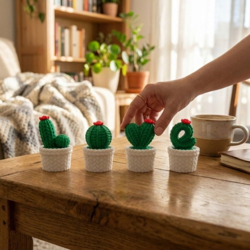 3D-Printed Mini Cactus Set Love, new
