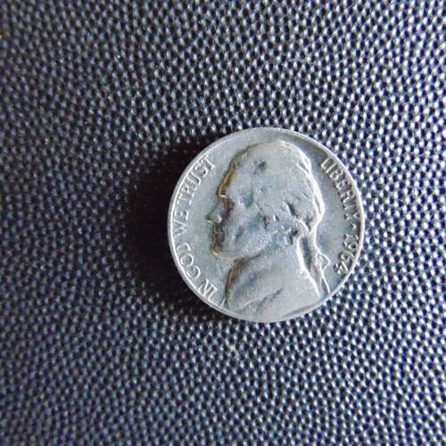 American coin Five Cents Liberty 1964 used