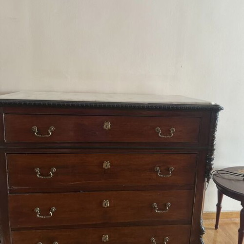 Classic wooden dresser with marble top