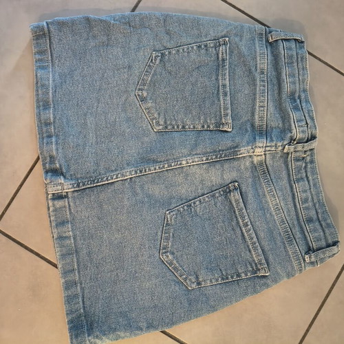 Blue denim mini skirt, slim fit, size L