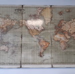 Vintage Triptych World Map in Antique Style with Earthy Tones