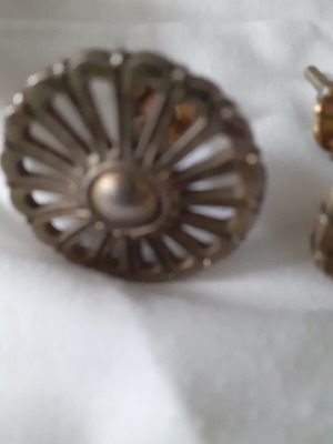 Vintage brass furniture knobs set of 7 with rosette
