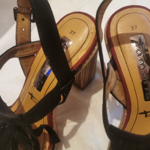 Women's heeled sandals used, size 37, black and brown
