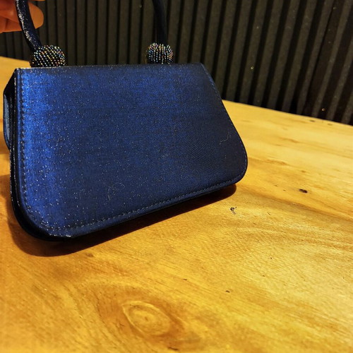 Hunter Blue Evening Bag Shoulder New Satin Texture