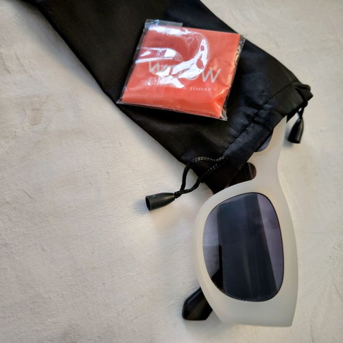 Ukca CE sunglasses in white matte and brown wood effect