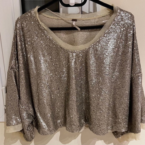 Free People Oversized Top with Sequins, Size XS