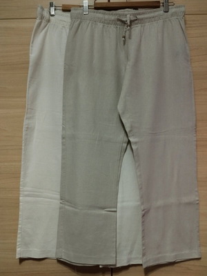 Linen pants set of 2 used, white and beige, size L