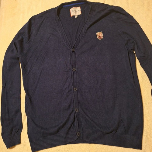 Pepe Jeans men's cardigan used, knitted with buttons, blue, XL