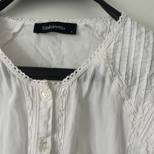 White Edwardian Style Cotton Top size S like new