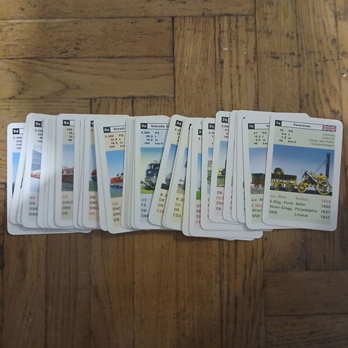 Schmid card game set with planes, ships, trains, cars, retro