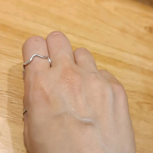 Waves ring adjustable handmade, silver color