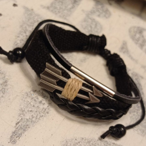 Men's Multi-Strand Bracelet PU Leather and Stainless Steel new