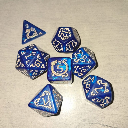 Blue Dragon D&D Dice Set with Bag