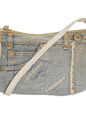 Dolce & Gabbana vintage denim shoulder bag with leopard lining used