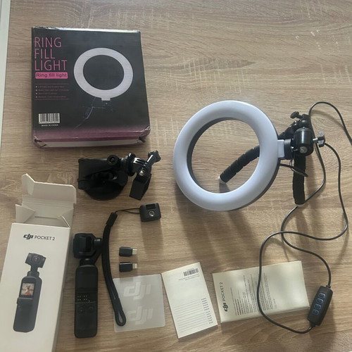 DJI Pocket 2 4K Vlogging Camera like new with accessories and ring light
