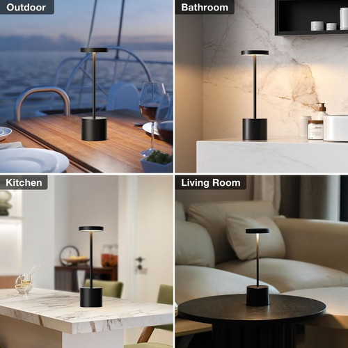 PreeOtti LED-281 Cordless LED Table Lamps Set of 2 New Black