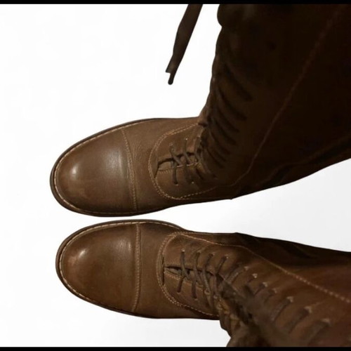 Vintage leather riding boots used, size EU 37, bronze stud details