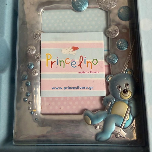 Princelino baptism gift set for boy with silver Virgin Mary icon and frame