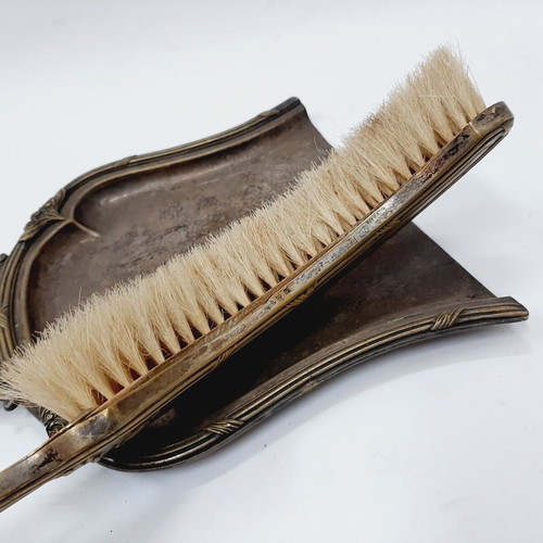 Antique bronze hand brush and dustpan set