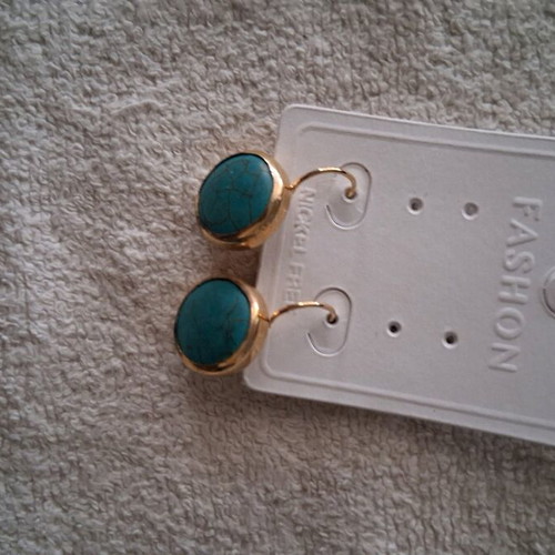 Earrings new, turquoise color