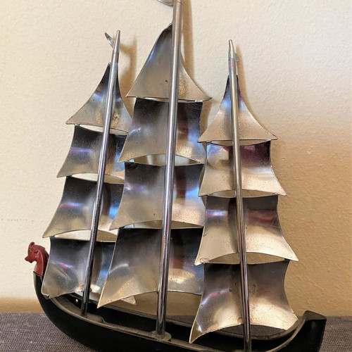 Decorative ship used with metal sails from the 1970s